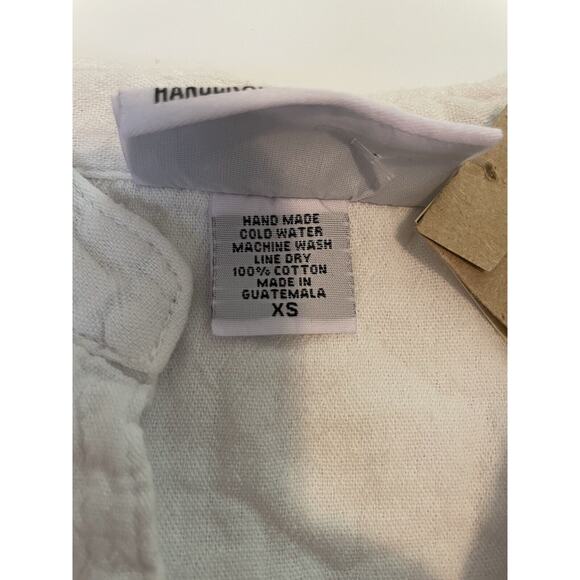 NWT Maya Jones Imports Size XS White Top 100% Cotton Handmade In Guatemala - Picture 4 of 6